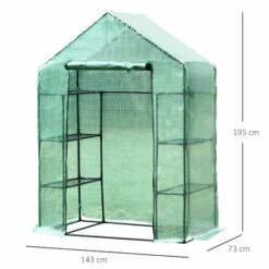 Outsunny Gewächshaus Mit 4 Regalfachböden Grün 147 X 73 X 195 Cm (LxBxH) | Treibhaus Tomatenhaus Pflanzenhaus Frühbeet -OUTSUNNY Verkäufe 8600336600 5662 0111 prod 005