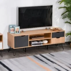 HOMCOM TV Lowboard Mit 2 Schubladen Natur, Grau 140 X 39,5 X 49,5 Cm (BxTxH) | Fernsehtisch Fernsehschrank TV-Board Sideboard -OUTSUNNY Verkäufe 8600336600 833 738 prod 003