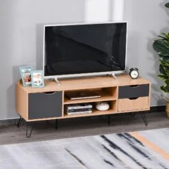 HOMCOM TV Lowboard Mit 2 Schubladen Natur, Grau 140 X 39,5 X 49,5 Cm (BxTxH) | Fernsehtisch Fernsehschrank TV-Board Sideboard -OUTSUNNY Verkäufe 8600336600 833 738 prod 004