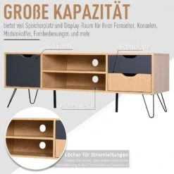 HOMCOM TV Lowboard Mit 2 Schubladen Natur, Grau 140 X 39,5 X 49,5 Cm (BxTxH) | Fernsehtisch Fernsehschrank TV-Board Sideboard -OUTSUNNY Verkäufe 8600336600 833 738 prod 006
