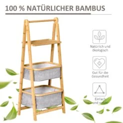 HOMCOM Aufbewahrungsschrank Mit 4 Stufen, Abstellkammer, Minimalistisches Design Natur/Grau 44,5 X 33 X 108 Cm (LxBxH) | Standregal Bambusregal Lagerregal Faltbar -OUTSUNNY Verkäufe 8600336600 838 105 prod 005