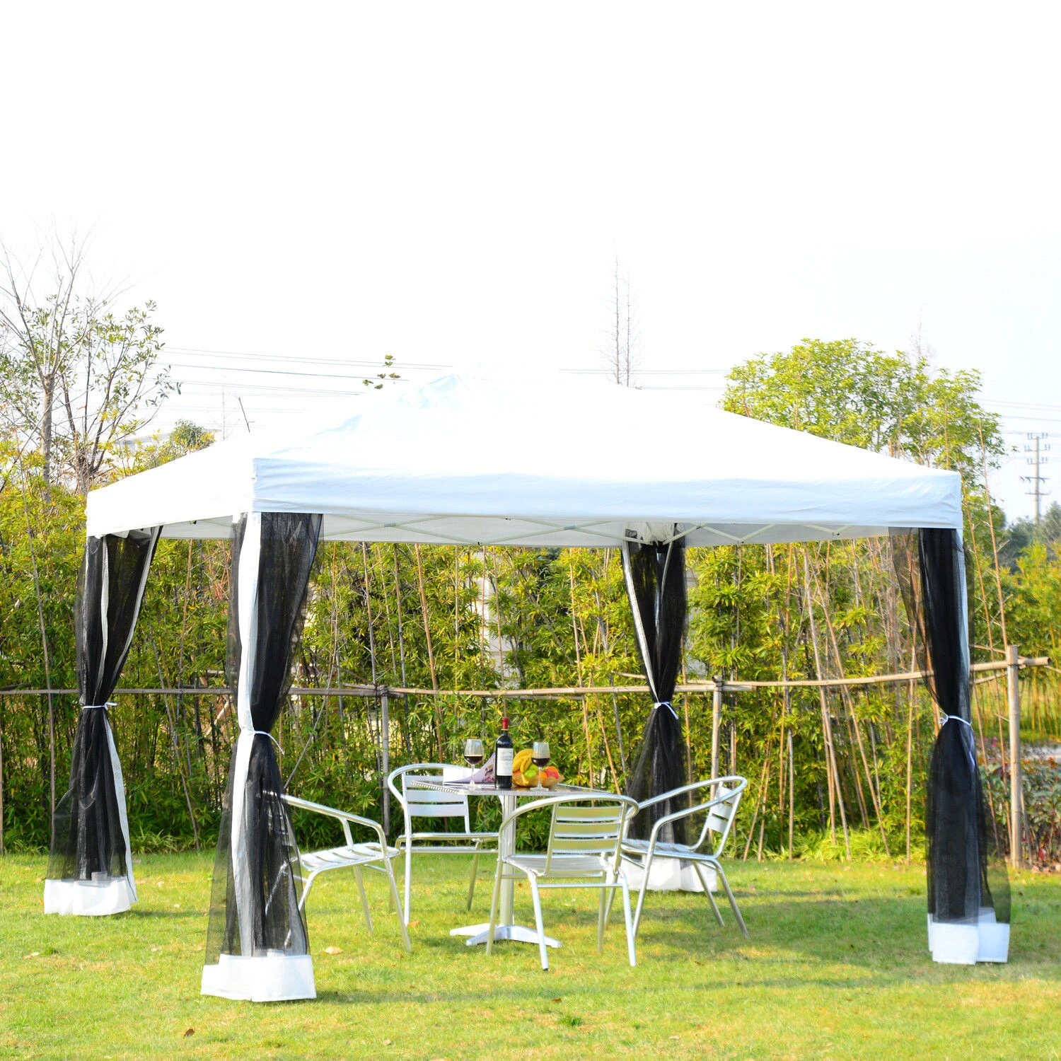 Outsunny Faltzelt Mit Seitenwänden Weiß 3 X 3 X 2,55 M (LxBxH) | Pavillon Faltpavillon Partyzelt Gartenpavillon 4 Outsunny Faltzelt Mit Seitenwänden Weiß 3 X 3 X 2,55 M (LxBxH) | Pavillon Faltpavillon Partyzelt Gartenpavillon – Bild 4