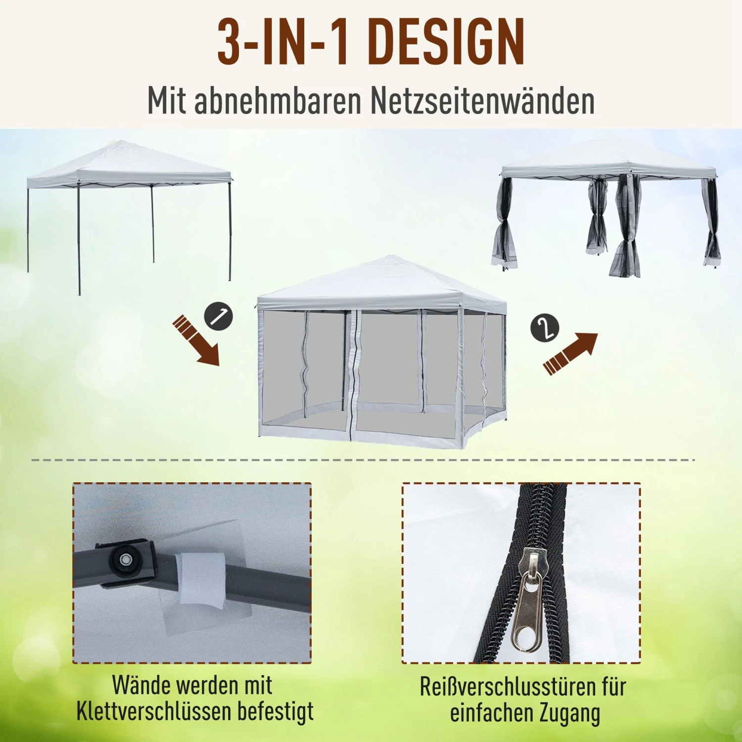 Outsunny Faltzelt Mit Seitenwänden Weiß 3 X 3 X 2,55 M (LxBxH) | Pavillon Faltpavillon Partyzelt Gartenpavillon 6 Outsunny Faltzelt Mit Seitenwänden Weiß 3 X 3 X 2,55 M (LxBxH) | Pavillon Faltpavillon Partyzelt Gartenpavillon – Bild 6