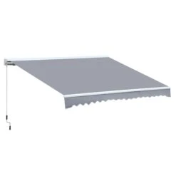 Outsunny Alu Gelenkarm-Markise Für Wandmontage Grau 450 X 300 Cm (BxL) | Aluminium Polyester, Sonnendach, Sonnenschutz, Markise Mit Handkurbel