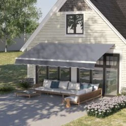 Outsunny Alu Gelenkarm-Markise Für Wandmontage Grau 450 X 300 Cm (BxL) | Aluminium Polyester, Sonnendach, Sonnenschutz, Markise Mit Handkurbel -OUTSUNNY Verkäufe 8600336600 840 148 prod 005