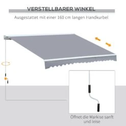 Outsunny Alu Gelenkarm-Markise Für Wandmontage Grau 450 X 300 Cm (BxL) | Aluminium Polyester, Sonnendach, Sonnenschutz, Markise Mit Handkurbel -OUTSUNNY Verkäufe 8600336600 840 148 prod 006