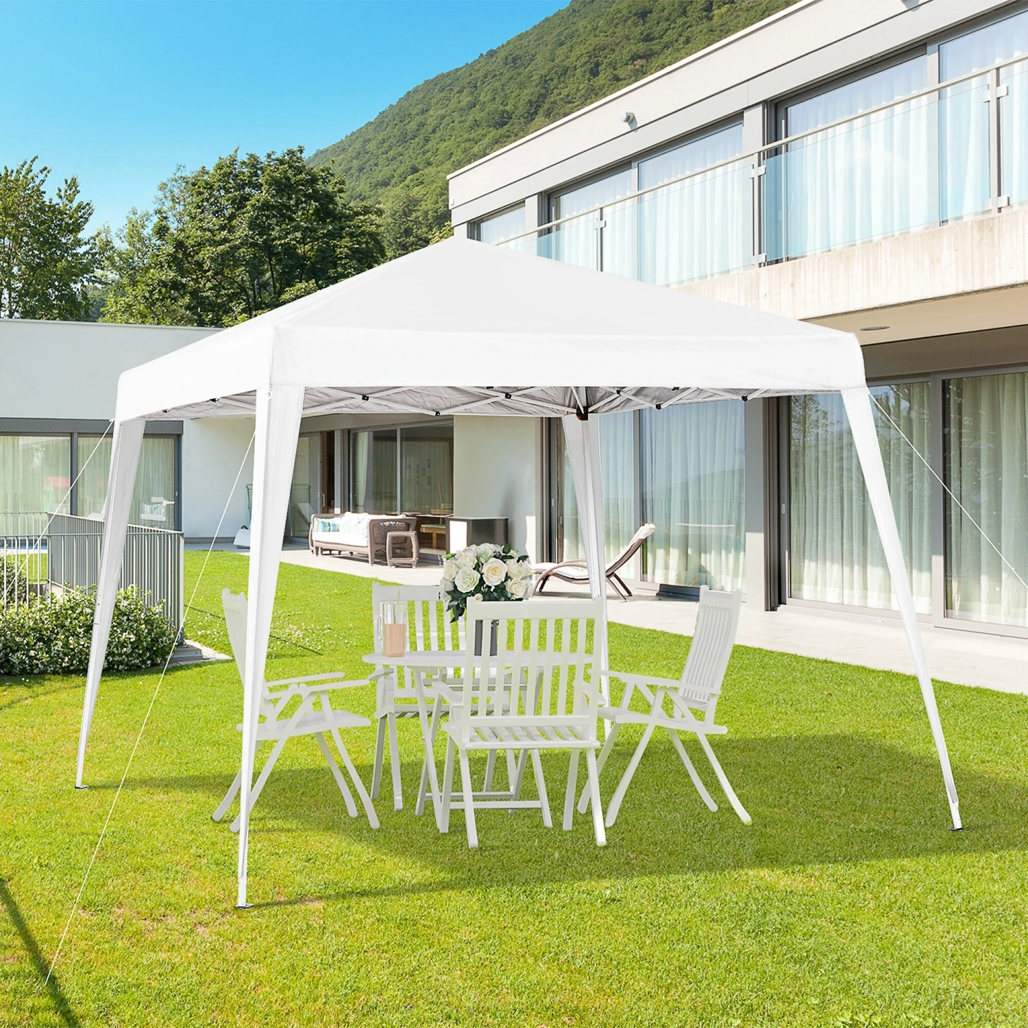 Outsunny Faltpavillon Inklusive Tragetasche 3 X 3 X 2,4 M (LxBxH) | Faltzelt Partyzelt Gartenzelt Gartenpavillon 4 Outsunny Faltpavillon Inklusive Tragetasche 3 X 3 X 2,4 M (LxBxH) | Faltzelt Partyzelt Gartenzelt Gartenpavillon – Bild 4