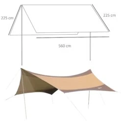 Outsunny Sonnensegel Mit Aufstellstangen Beige, Kaffeebraun 550 X 560 Cm (LxB) | Tarp Sonnenschutz Zeltplane Sonnendach Außenzelt -OUTSUNNY Verkäufe 8600336600 840 184 prod 005