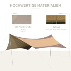 Outsunny Sonnensegel Mit Aufstellstangen Beige, Kaffeebraun 550 X 560 Cm (LxB) | Tarp Sonnenschutz Zeltplane Sonnendach Außenzelt -OUTSUNNY Verkäufe 8600336600 840 184 prod 006