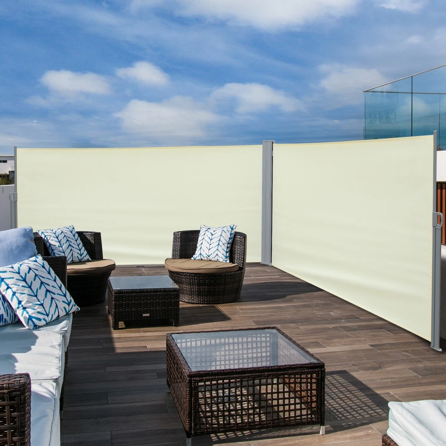 Outsunny Doppel-Seitenmarkise 6 X 1,8 M 600 X 180 Cm (LxH) | Sichtschutz Sonnenschutz Seitenrollo Windschutz 3 Outsunny Doppel-Seitenmarkise 6 X 1,8 M 600 X 180 Cm (LxH) | Sichtschutz Sonnenschutz Seitenrollo Windschutz – Bild 3