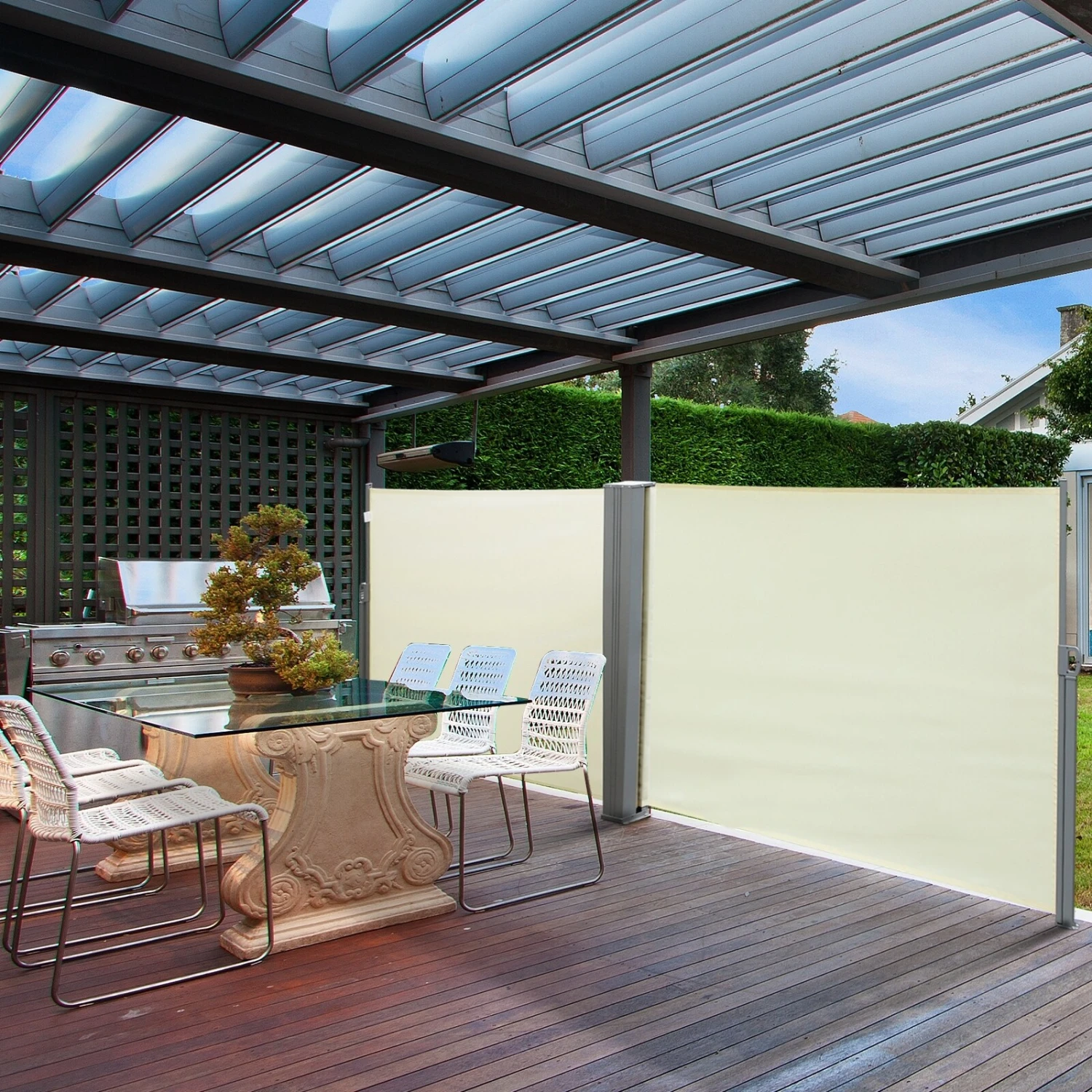 Outsunny Doppel-Seitenmarkise 6 X 1,8 M 600 X 180 Cm (LxH) | Sichtschutz Sonnenschutz Seitenrollo Windschutz 4 Outsunny Doppel-Seitenmarkise 6 X 1,8 M 600 X 180 Cm (LxH) | Sichtschutz Sonnenschutz Seitenrollo Windschutz – Bild 4