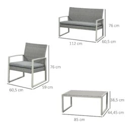 Outsunny Sitzgarnitur 4-teilig Aus Polyrattan Grau 112 X 60,5 X 76 Cm | 4-teilige Sitzgruppe Gartenmöbelset Mit Couchtisch 10 Outsunny Sitzgarnitur 4-teilig Aus Polyrattan Grau 112 X 60,5 X 76 Cm | 4-teilige Sitzgruppe Gartenmöbelset Mit Couchtisch -OUTSUNNY Verkäufe 8600336600 841 174 prod 005