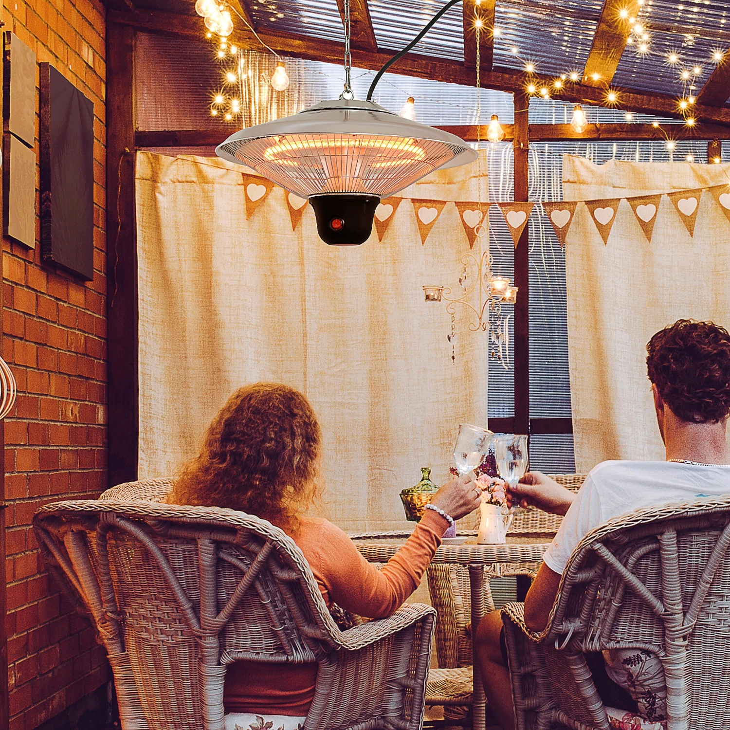 Outsunny Deckenheizstrahler Inkl. Fernbedienung Silber 42 X 26 Cm (ØxH) | Heizstrahler Terrassenstrahler Wärmestrahler 3 Outsunny Deckenheizstrahler Inkl. Fernbedienung Silber 42 X 26 Cm (ØxH) | Heizstrahler Terrassenstrahler Wärmestrahler – Bild 3