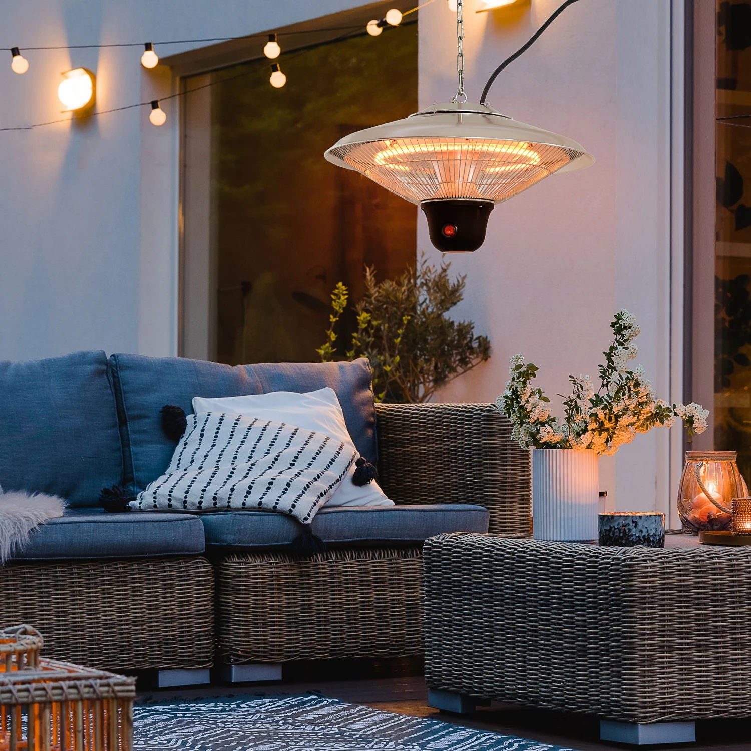 Outsunny Deckenheizstrahler Inkl. Fernbedienung Silber 42 X 26 Cm (ØxH) | Heizstrahler Terrassenstrahler Wärmestrahler 4 Outsunny Deckenheizstrahler Inkl. Fernbedienung Silber 42 X 26 Cm (ØxH) | Heizstrahler Terrassenstrahler Wärmestrahler – Bild 4