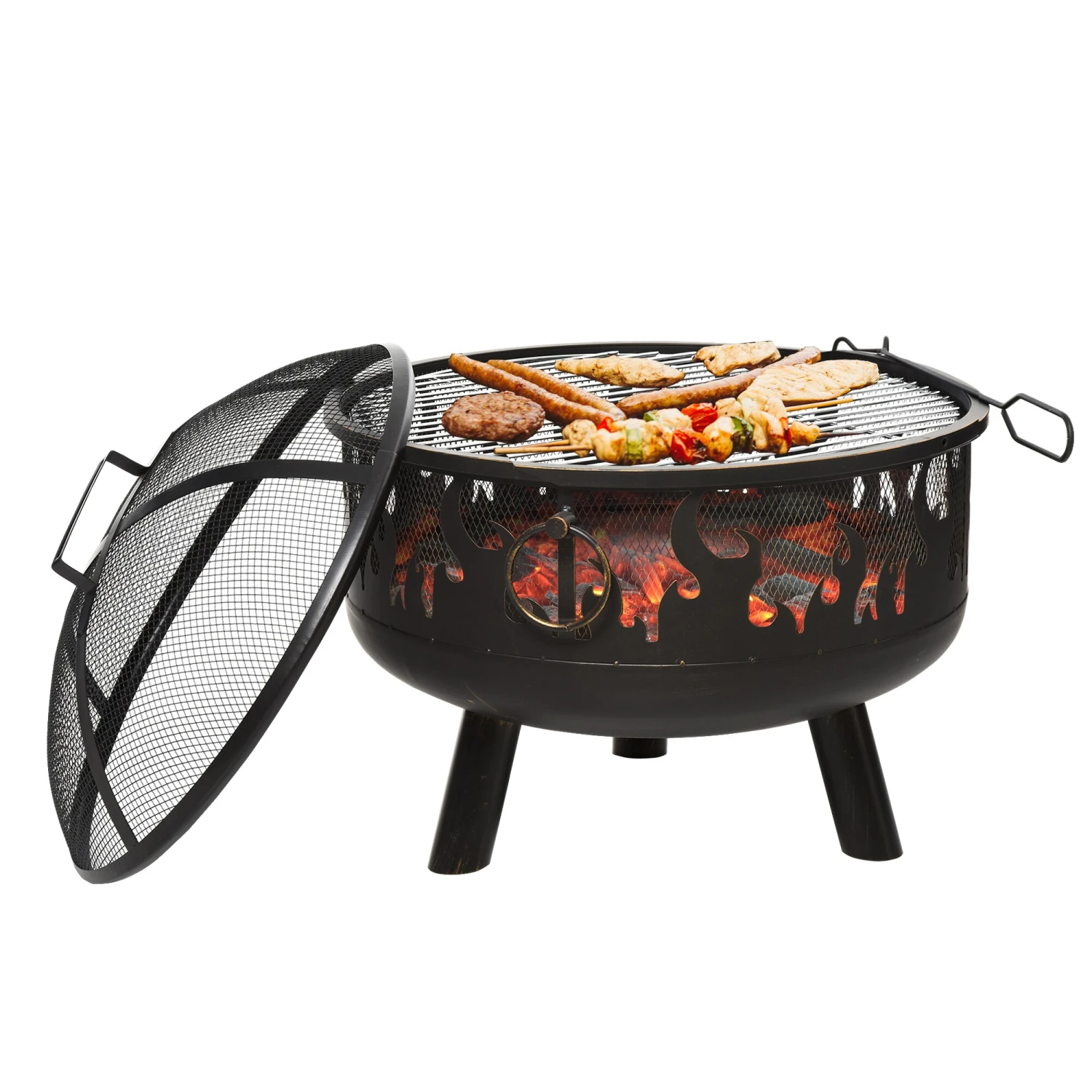 Outsunny Feuerschale Mit Grillrost Schwarz Ø61,5 X 52H Cm | Feuerstelle Feuerkorb Grillrost Grillaufsatz 2 Outsunny Feuerschale Mit Grillrost Schwarz Ø61,5 X 52H Cm | Feuerstelle Feuerkorb Grillrost Grillaufsatz – Bild 2