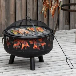 Outsunny Feuerschale Mit Grillrost Schwarz Ø61,5 X 52H Cm | Feuerstelle Feuerkorb Grillrost Grillaufsatz 8 Outsunny Feuerschale Mit Grillrost Schwarz Ø61,5 X 52H Cm | Feuerstelle Feuerkorb Grillrost Grillaufsatz -OUTSUNNY Verkäufe 8600336600 842 169 prod 003