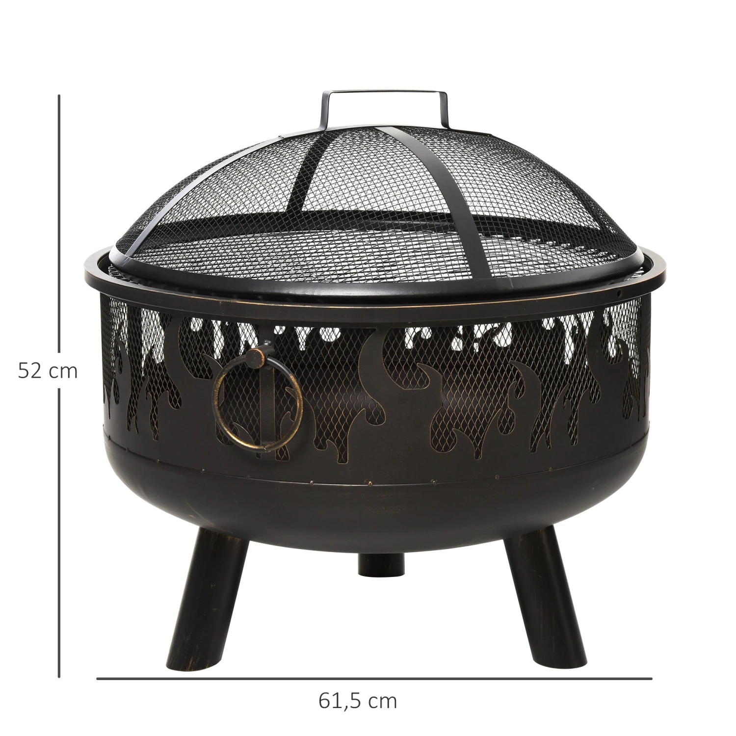 Outsunny Feuerschale Mit Grillrost Schwarz Ø61,5 X 52H Cm | Feuerstelle Feuerkorb Grillrost Grillaufsatz 5 Outsunny Feuerschale Mit Grillrost Schwarz Ø61,5 X 52H Cm | Feuerstelle Feuerkorb Grillrost Grillaufsatz – Bild 5