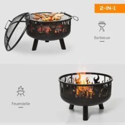 Outsunny Feuerschale Mit Grillrost Schwarz Ø61,5 X 52H Cm | Feuerstelle Feuerkorb Grillrost Grillaufsatz 11 Outsunny Feuerschale Mit Grillrost Schwarz Ø61,5 X 52H Cm | Feuerstelle Feuerkorb Grillrost Grillaufsatz -OUTSUNNY Verkäufe 8600336600 842 169 prod 006