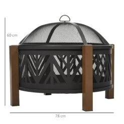 Outsunny Feuerschale Mit Grillrost Schwarz, Braun Ø78 X 60H Cm | Feuerstelle Feuerkorb Grillrost Grillaufsatz -OUTSUNNY Verkäufe 8600336600 842 172 prod 005