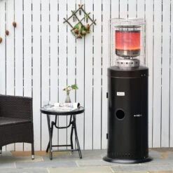 Outsunny Heizstrahler Gas Terrassenheizer Im Eleganten Design, Geeignet Für Den Einsatz Im Freien Schwarz 55,6 X 55,6 X 143 Cm ( BxTxH) | Terrassenheizer Terrassenstrahler Balkonheizer -OUTSUNNY Verkäufe 8600336600 842 187 prod 005