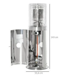 Outsunny Heizstrahler Elegantes Design, Hergestellt Aus Edelstahl, 10 KW Leistung Silber 55,6 X 55,6 X 143 Cm ( BxTxH) | Terrassenheizer Terrassenstrahler Balkonheizer -OUTSUNNY Verkäufe 8600336600 842 188V01 prod 004