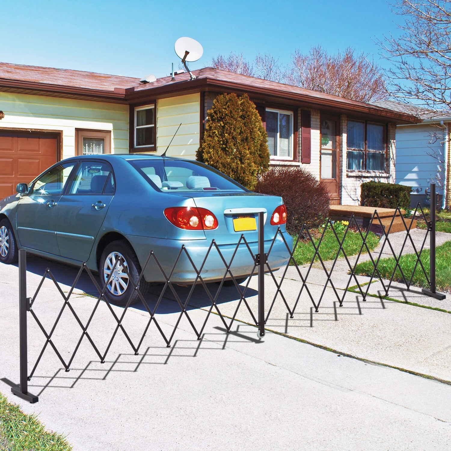 Outsunny Absperrgitter Ausziehbar Dunkelbraun 405 X 31 X 103,5 Cm (LxBxH) | Scherengitter Scherensperre Türgitter Absperrzaun 5 Outsunny Absperrgitter Ausziehbar Dunkelbraun 405 X 31 X 103,5 Cm (LxBxH) | Scherengitter Scherensperre Türgitter Absperrzaun – Bild 5