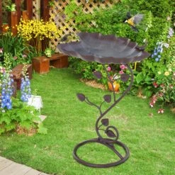 Outsunny Vogeltränke In Lotosblatt-Form Bronze 38,5 X 31 X 52 Cm (LxBxH) | Vogelbad Vogelbecken Gartendeko Garten -OUTSUNNY Verkäufe 8600336600 844 276 prod 003
