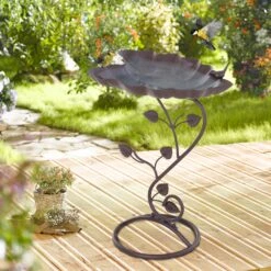 Outsunny Vogeltränke In Lotosblatt-Form Bronze 38,5 X 31 X 52 Cm (LxBxH) | Vogelbad Vogelbecken Gartendeko Garten -OUTSUNNY Verkäufe 8600336600 844 276 prod 004