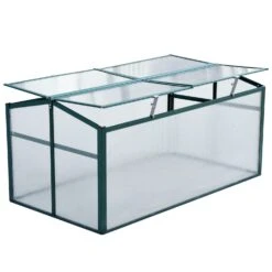 Outsunny Frühbeetkasten Mit Verstellbarem Dach Trasparent, Grün 130 X 70 X 61 Cm (LxBxH) | Alu Frühbeet Gewächshaus Treibhaus Pflanzenhaus