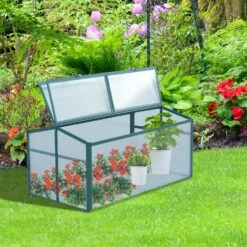 Outsunny Frühbeetkasten Mit Verstellbarem Dach Trasparent, Grün 130 X 70 X 61 Cm (LxBxH) | Alu Frühbeet Gewächshaus Treibhaus Pflanzenhaus -OUTSUNNY Verkäufe 8600336600 845 084 prod 003