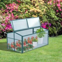 Outsunny Frühbeetkasten Mit Verstellbarem Dach Trasparent, Grün 130 X 70 X 61 Cm (LxBxH) | Alu Frühbeet Gewächshaus Treibhaus Pflanzenhaus -OUTSUNNY Verkäufe 8600336600 845 084 prod 004