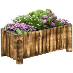 Outsunny Blumenkasten Natur 78 X 35 X 30 Cm (LxBxH) | Pflanzbeet Kräuterbeet Pflanzkasten Hochbeet