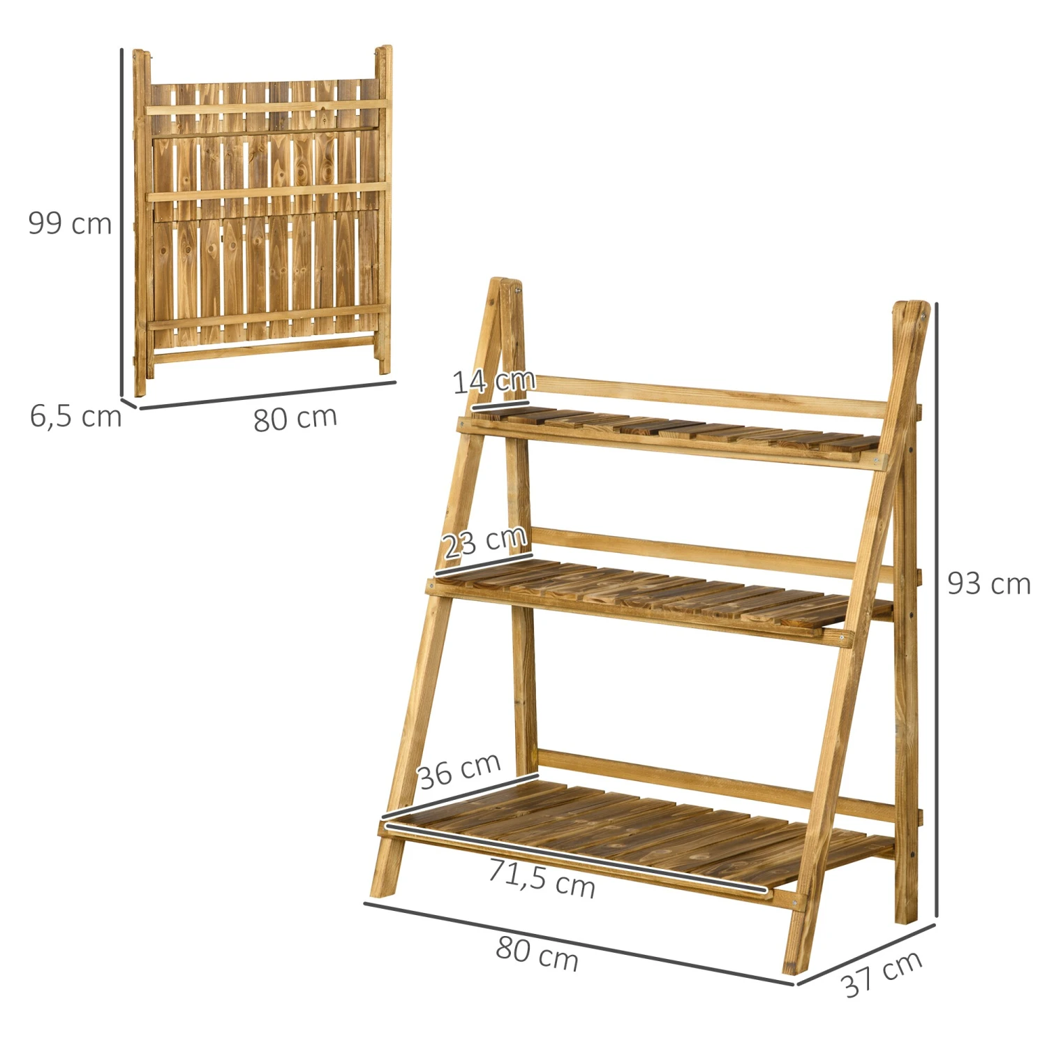 Outsunny Pflanzentreppe Klappbar Natur 80 X 37 X 93 Cm (LxBxH) | Blumenregal Blumenbank Blumentreppe Blumenständer 4 Outsunny Pflanzentreppe Klappbar Natur 80 X 37 X 93 Cm (LxBxH) | Blumenregal Blumenbank Blumentreppe Blumenständer – Bild 4