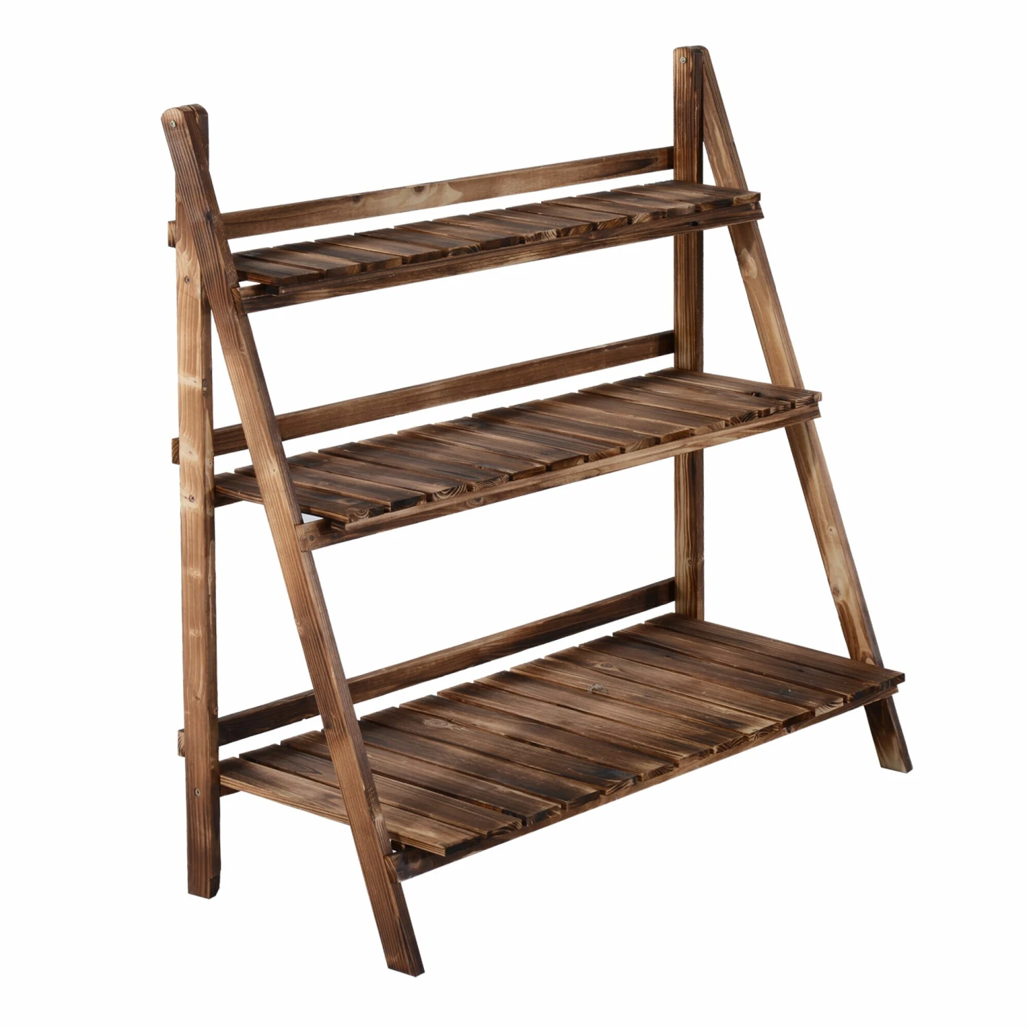 Outsunny Pflanzentreppe Klappbar Natur 100 X 37 X 93 Cm (LxBxH) | Blumenregal Blumenbank Blumentreppe Blumenständer 2 Outsunny Pflanzentreppe Klappbar Natur 100 X 37 X 93 Cm (LxBxH) | Blumenregal Blumenbank Blumentreppe Blumenständer – Bild 2