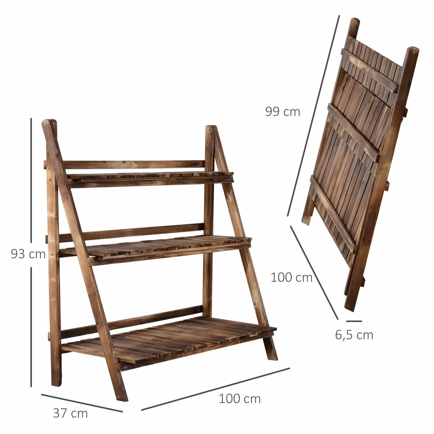 Outsunny Pflanzentreppe Klappbar Natur 100 X 37 X 93 Cm (LxBxH) | Blumenregal Blumenbank Blumentreppe Blumenständer 5 Outsunny Pflanzentreppe Klappbar Natur 100 X 37 X 93 Cm (LxBxH) | Blumenregal Blumenbank Blumentreppe Blumenständer – Bild 5