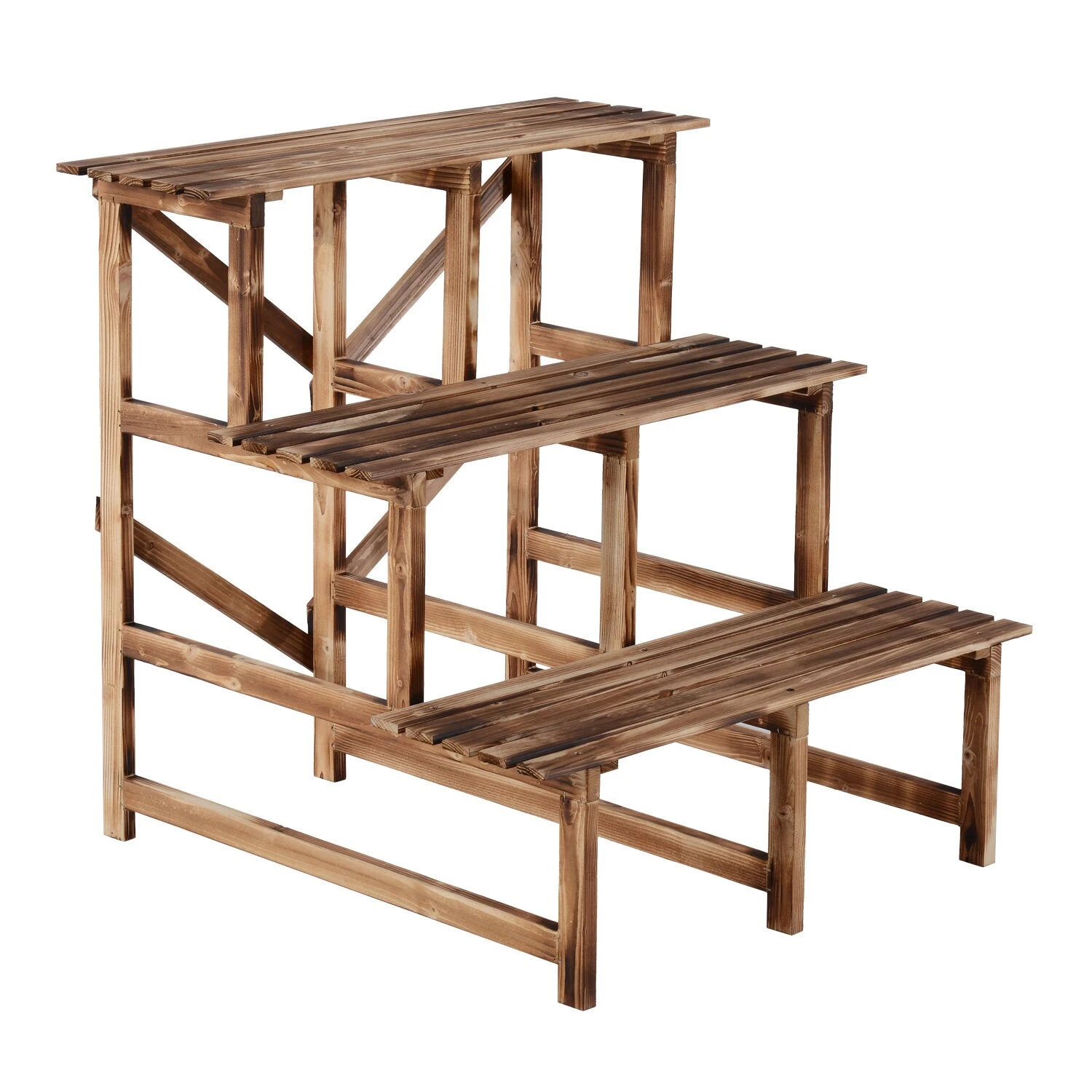 Outsunny Pflanzentreppe Mit 3 Stufen Natur 80 X 80 X 80 Cm (LxBxH) | Blumenregal Blumenbank Blumentreppe Blumenständer 1 Outsunny Pflanzentreppe Mit 3 Stufen Natur 80 X 80 X 80 Cm (LxBxH) | Blumenregal Blumenbank Blumentreppe Blumenständer