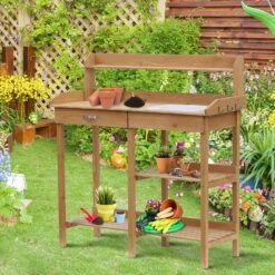 Outsunny Gärtnertisch Mit Wanne 111,7 X 45 X 112 Cm (LxBxH) | Pflanztisch Blumentisch Holzpflanztisch Gartentisch -OUTSUNNY Verkäufe 8600336600 845 170 prod 004
