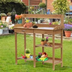 Outsunny Gärtnertisch Mit Wanne 111,7 X 45 X 112 Cm (LxBxH) | Pflanztisch Blumentisch Holzpflanztisch Gartentisch -OUTSUNNY Verkäufe 8600336600 845 170 prod 006