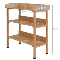 Outsunny Gärtnertisch Mit Metall-Arbeitsfläche 76 X 37 X 89 Cm (LxBxH) | Pflanztisch Blumentisch Holzpflanztisch Gartentisch -OUTSUNNY Verkäufe 8600336600 845 211 prod 004