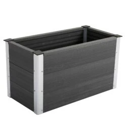 Outsunny Blumenkübel Grau 100 X 50 X 50 Cm (LxBxH) | Pflanzkasten Wetterfester Blumenkasten Garten