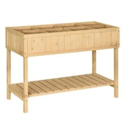 Outsunny Pflanztisch Mit 6 Fächer Natur 120 X 60 X 22 Cm (LxBxH) | Hochbeet Anzuchttisch Mit Abfluss & Ablage Garten -OUTSUNNY Verkäufe 8600336600 845 238 prod 003