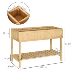 Outsunny Pflanztisch Mit 6 Fächer Natur 120 X 60 X 22 Cm (LxBxH) | Hochbeet Anzuchttisch Mit Abfluss & Ablage Garten -OUTSUNNY Verkäufe 8600336600 845 238 prod 004