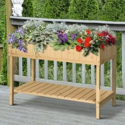 Outsunny Pflanztisch Mit 6 Fächer Natur 120 X 60 X 22 Cm (LxBxH) | Hochbeet Anzuchttisch Mit Abfluss & Ablage Garten -OUTSUNNY Verkäufe 8600336600 845 238 prod 005