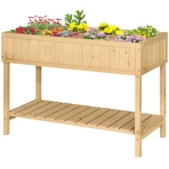 Outsunny Pflanztisch Mit 6 Fächer Natur 120 X 60 X 22 Cm (LxBxH) | Hochbeet Anzuchttisch Mit Abfluss & Ablage Garten -OUTSUNNY Verkäufe 8600336600 845 238 prod 006