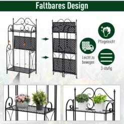Outsunny Gartenregal Mit 3 Ablagen Schwarz 56 X 30 X 114 Cm (LxBxH) | Standregal Metallregal Aufbewahrungsregal Pflanzregal -OUTSUNNY Verkäufe 8600336600 845 268 prod 005
