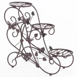 Outsunny Dreistufiges Blumenständer Bronze 75 X 28 X 66 Cm (LxBxH) | Pflanzregal Pflanzenständer Blumenregal Gartenregal