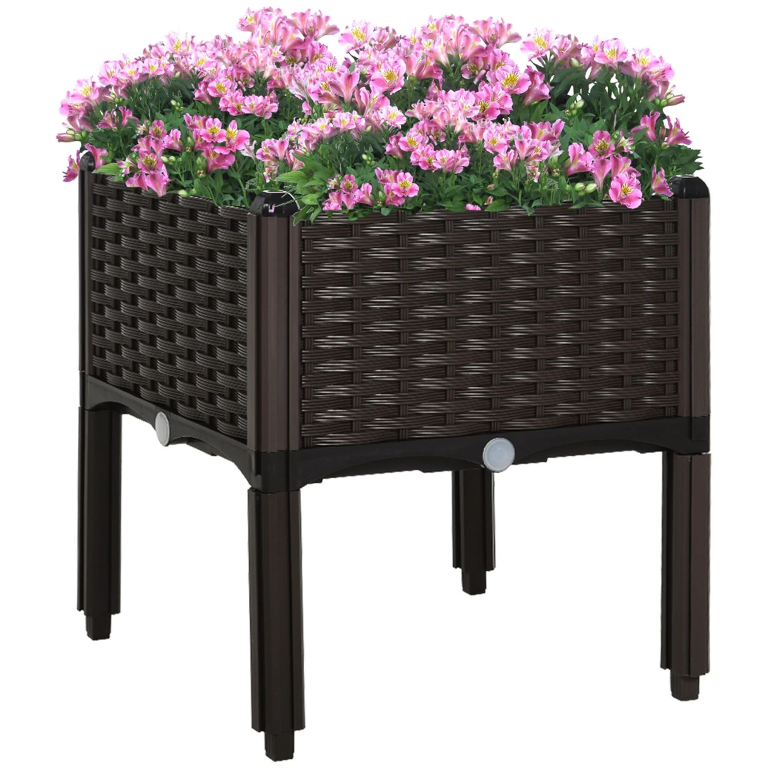 Outsunny Hochbeet In Rattan-Optik Dunkelbraun 40 X 40 X 44 Cm (LxBxH) | Kräuterbeet Pflanzkasten Blumenkasten Gartenbeet 6 Outsunny Hochbeet In Rattan-Optik Dunkelbraun 40 X 40 X 44 Cm (LxBxH) | Kräuterbeet Pflanzkasten Blumenkasten Gartenbeet – Bild 6
