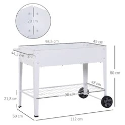 Outsunny Mobiler Pflanzenwagen Mit Stauraum Weiß 107,5 X 50 X 80 Cm (LxBxH) | Pflanzenbeet Hochbeet Kräuterbeet Pflanzkasten -OUTSUNNY Verkäufe 8600336600 845 315 prod 004