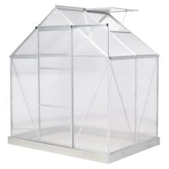 Outsunny Gewächshaus Mit Alu-Gestell Silber 193L X 126B X 205H Cm | Foliengewächshaus Gewächshaus Gartenhaus Treibhaus Pflanzenhaus