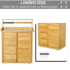 Outsunny Gärtnertisch Mit Stauraum Und Arbeitsfläche Braun 87 X 45 X 120 (LxBxH) | Pflanztisch Mit Stauraum Blumentisch Geräteschrank -OUTSUNNY Verkäufe 8600336600 845 358 prod 005